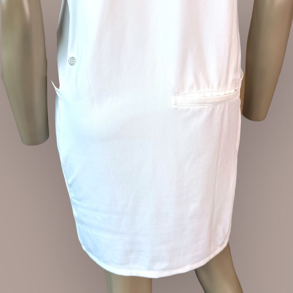 Adidas Womens Athletic Tennis Golf Polo Dress Size M White Short Sleeve Striped - Picture 9 of 13
